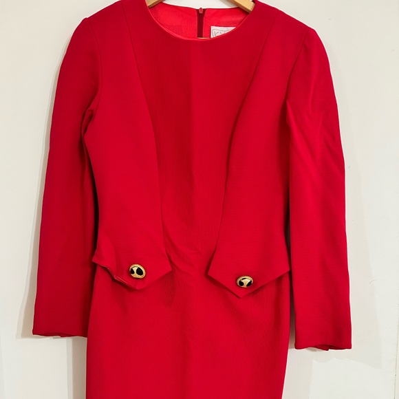 kathryn Dianos Dresses & Skirts - Vintage 80’s Kathryn Dianos dress red bodycon zebra fur buttons party cocktail